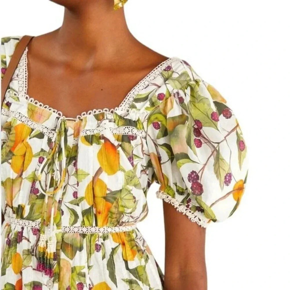 Farm Rio Fruit Orchard Mini Dress with Crochet Details Off White Size XS NWT - Picture 4 of 15